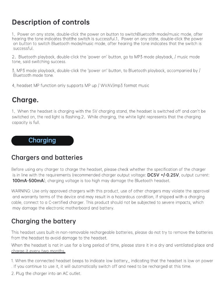 Charging Instructions